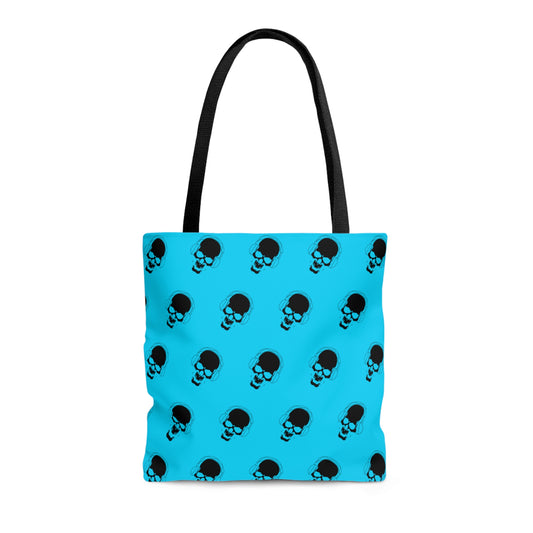 Blue and Black Skull Tote Bag