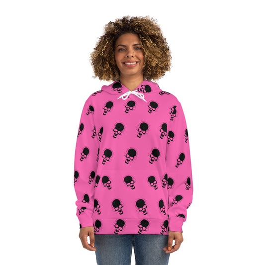 All Over Pink and Grey Skull Hoodie