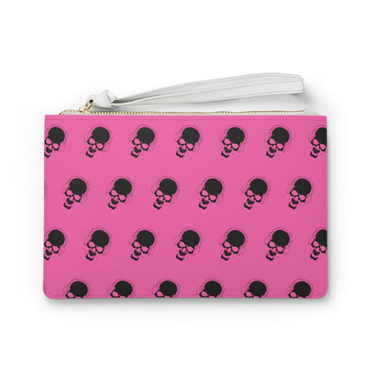 Pink skull clutch bag