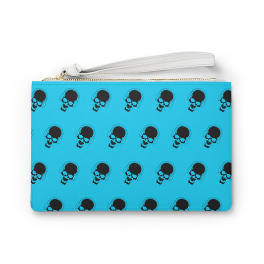 Blue skull clutch bag