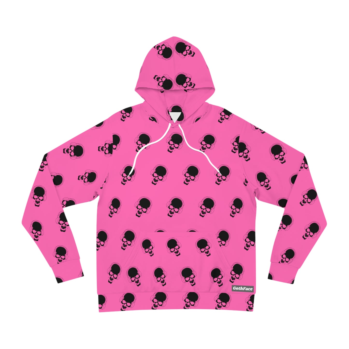 All Over Pink and Grey Skull Hoodie