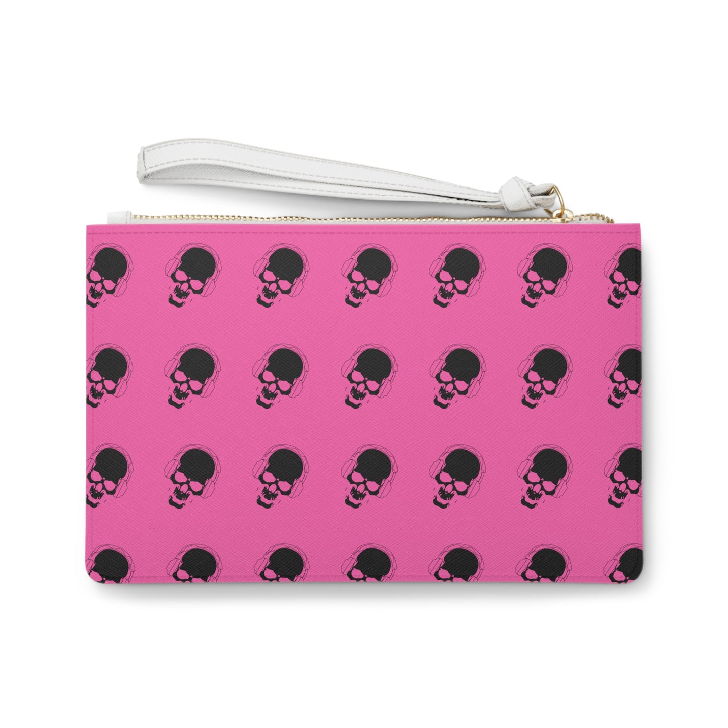 Pink skull clutch bag