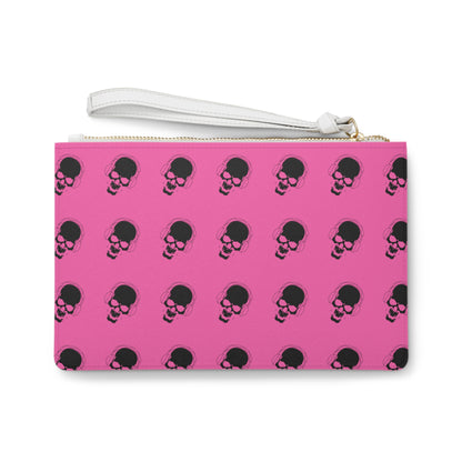 Pink skull clutch bag