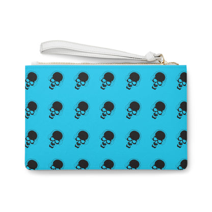 Blue skull clutch bag