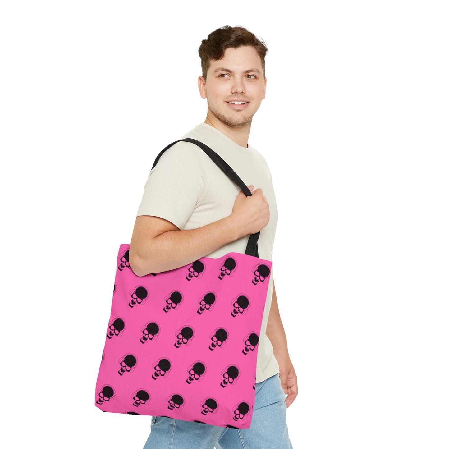 Pink and Black Skull Tote Bag