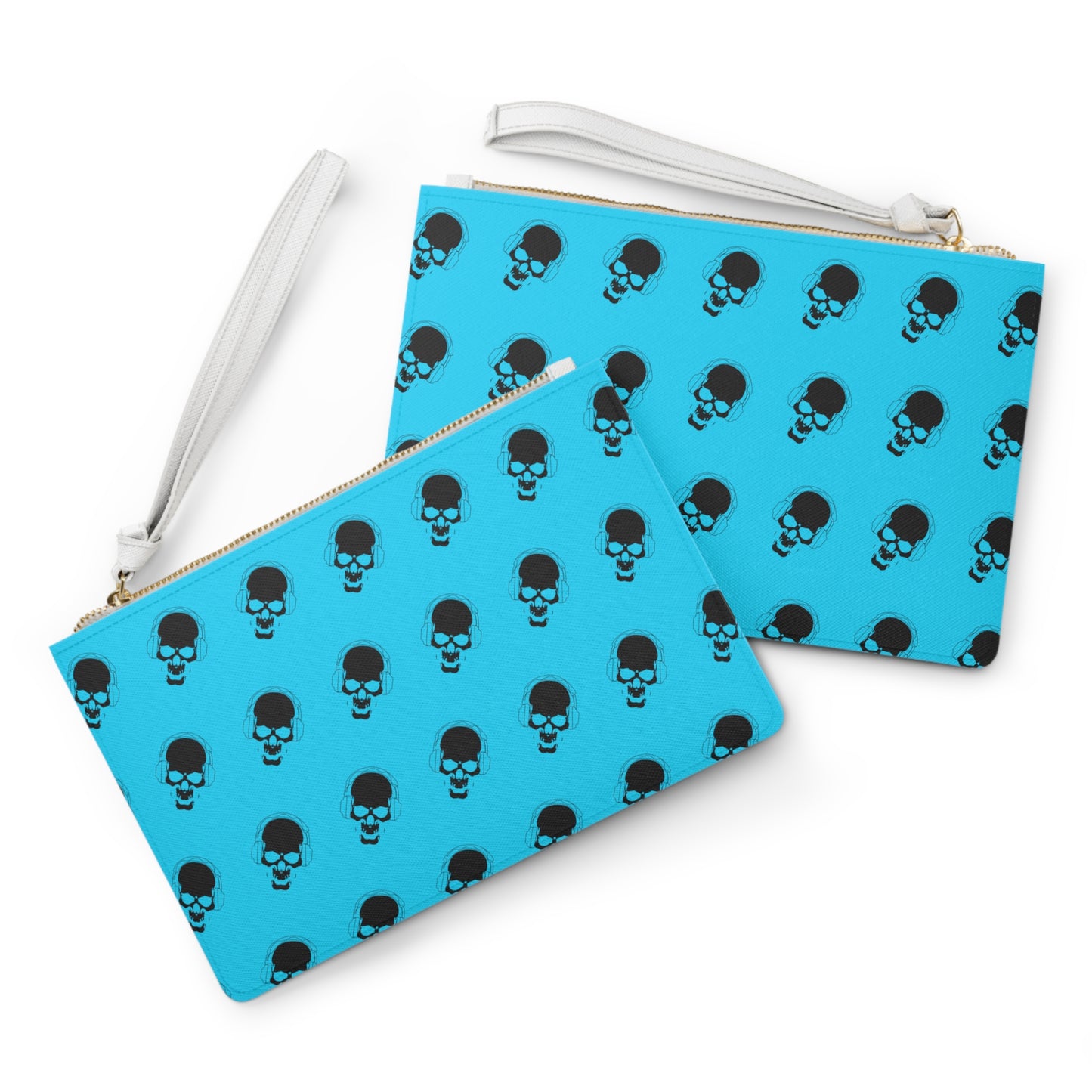 Blue skull clutch bag