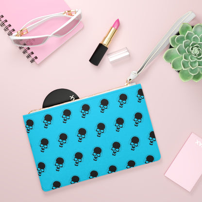 Blue skull clutch bag