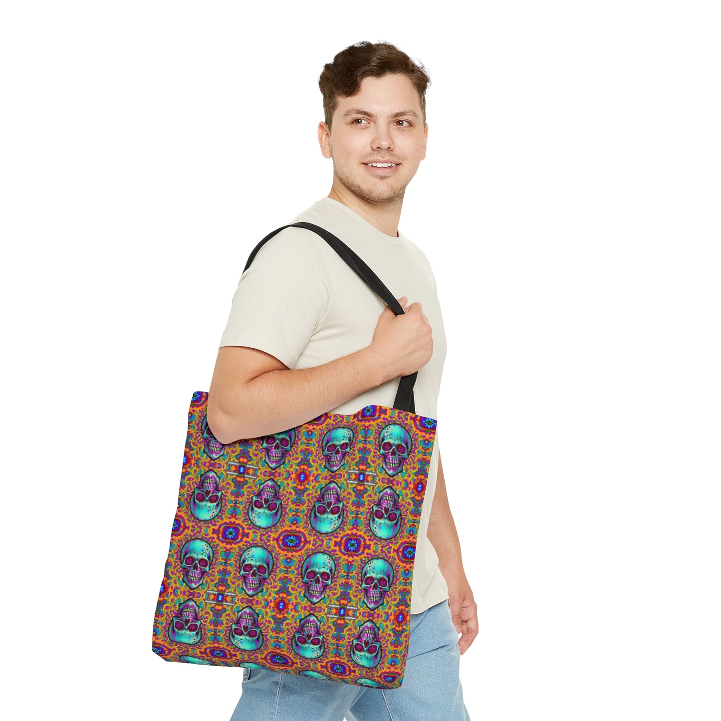 Psychedelic Skull Tote Bag