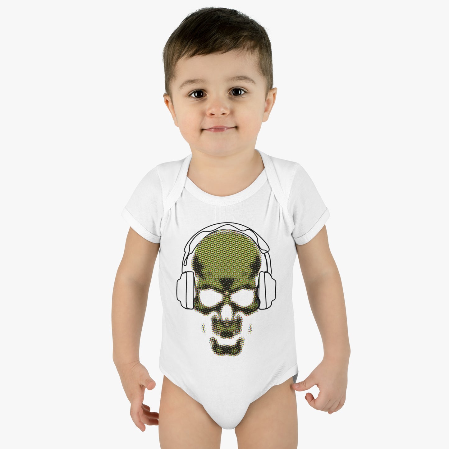 Skull Halftone Infant Baby Rib Bodysuit