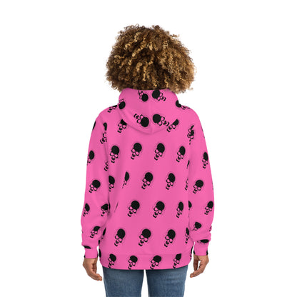 All Over Pink and Grey Skull Hoodie