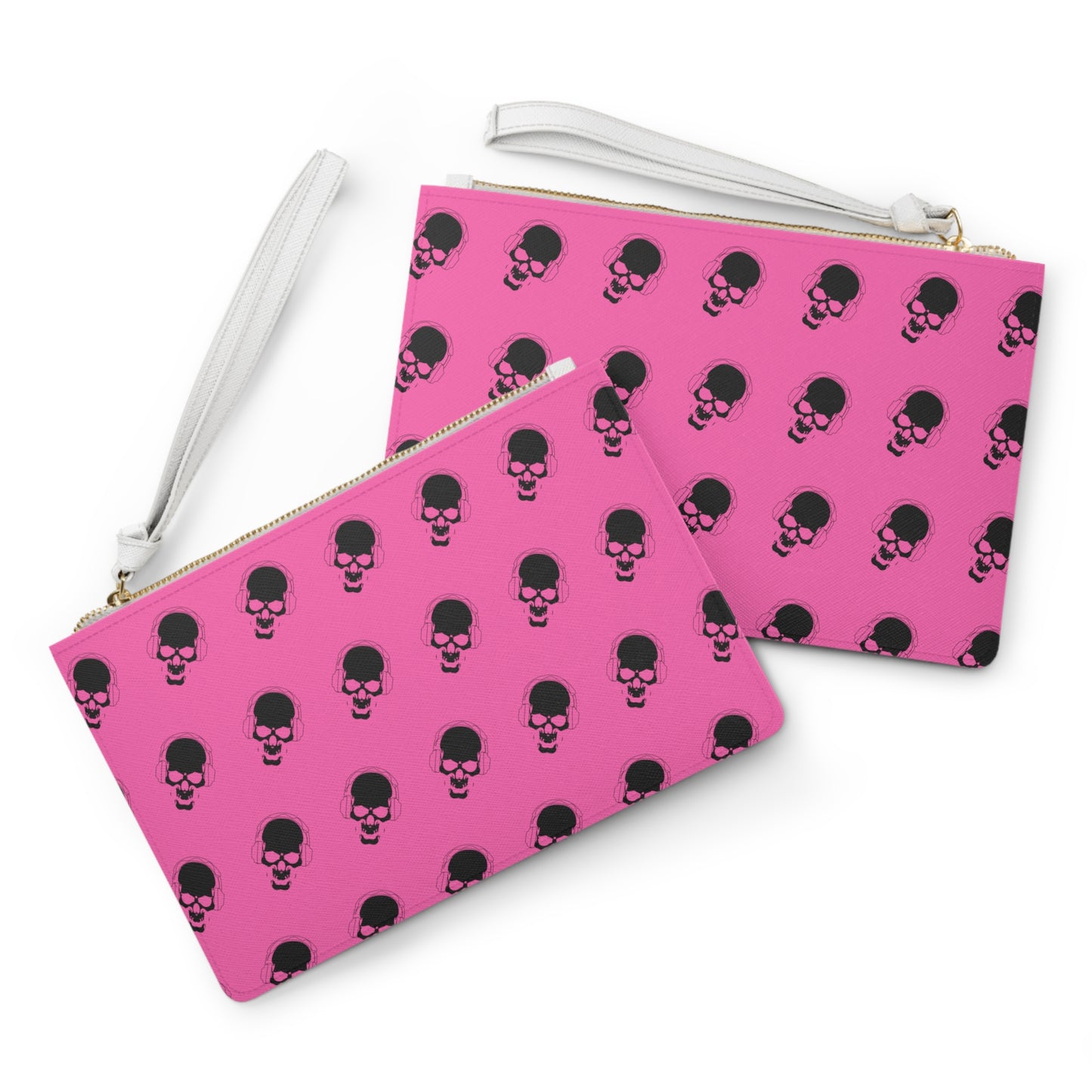 Pink skull clutch bag