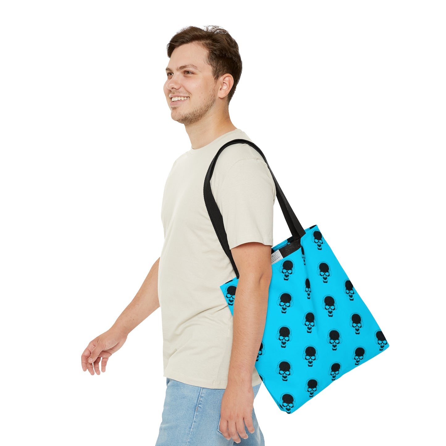 Blue and Black Skull Tote Bag