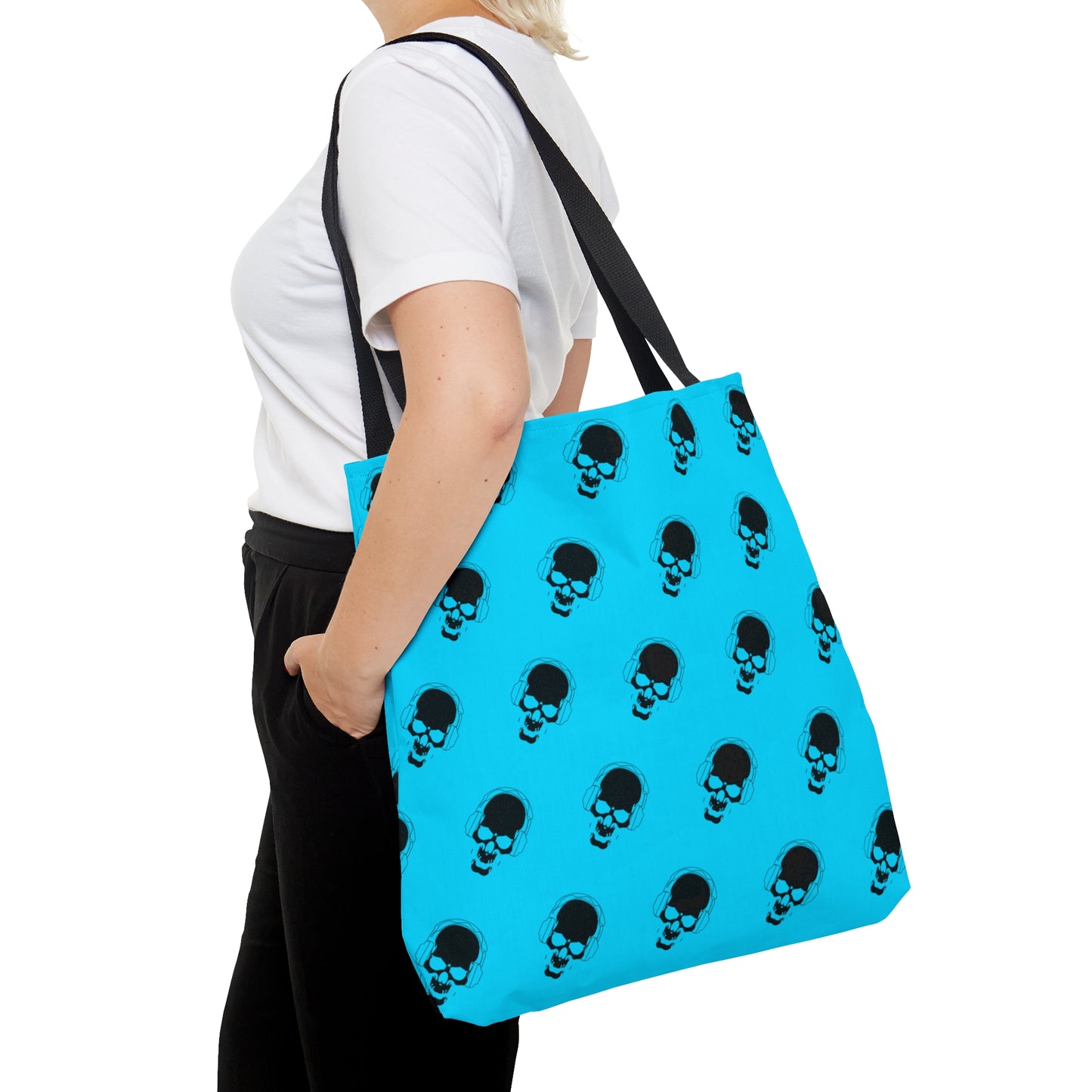 Blue and Black Skull Tote Bag