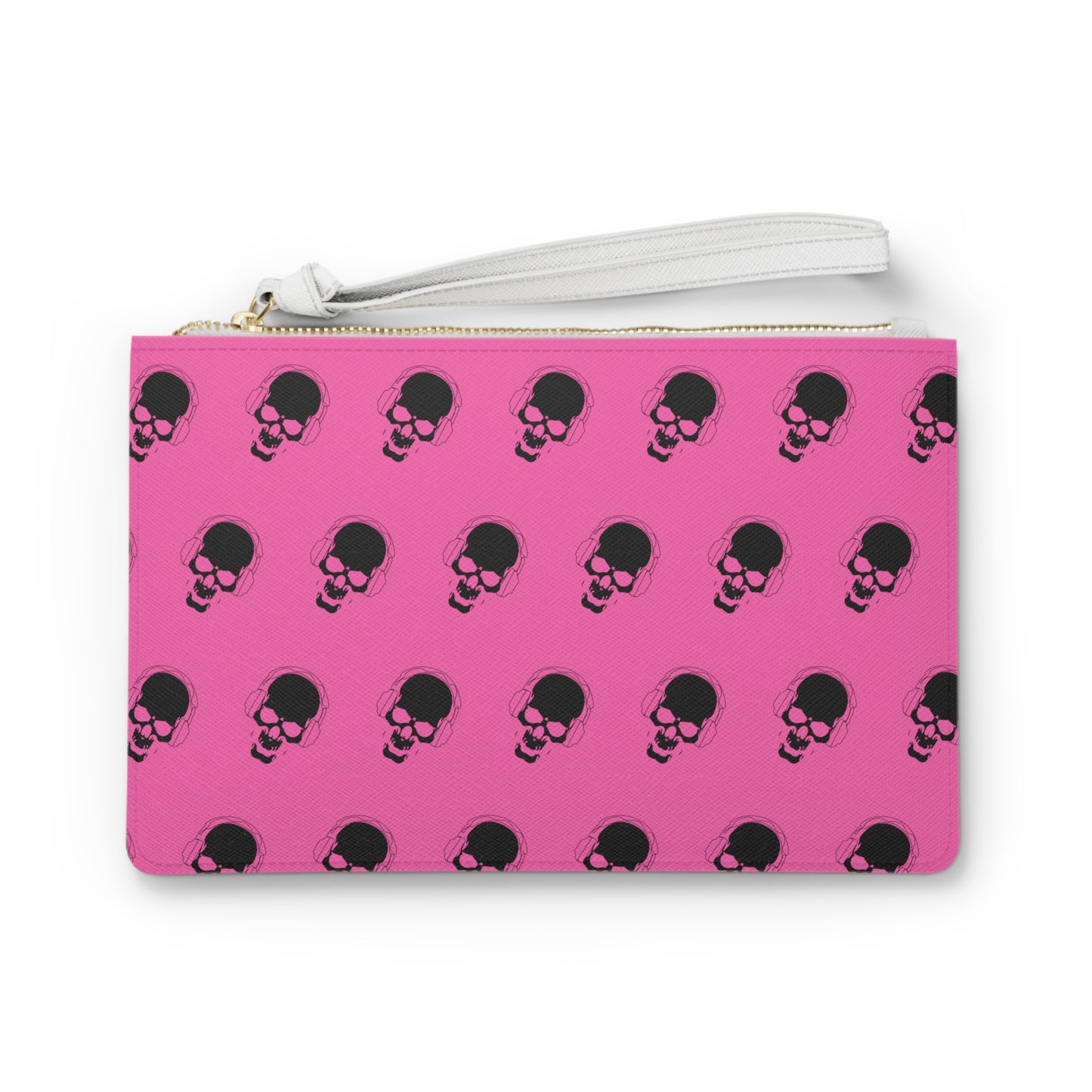 Pink skull clutch bag