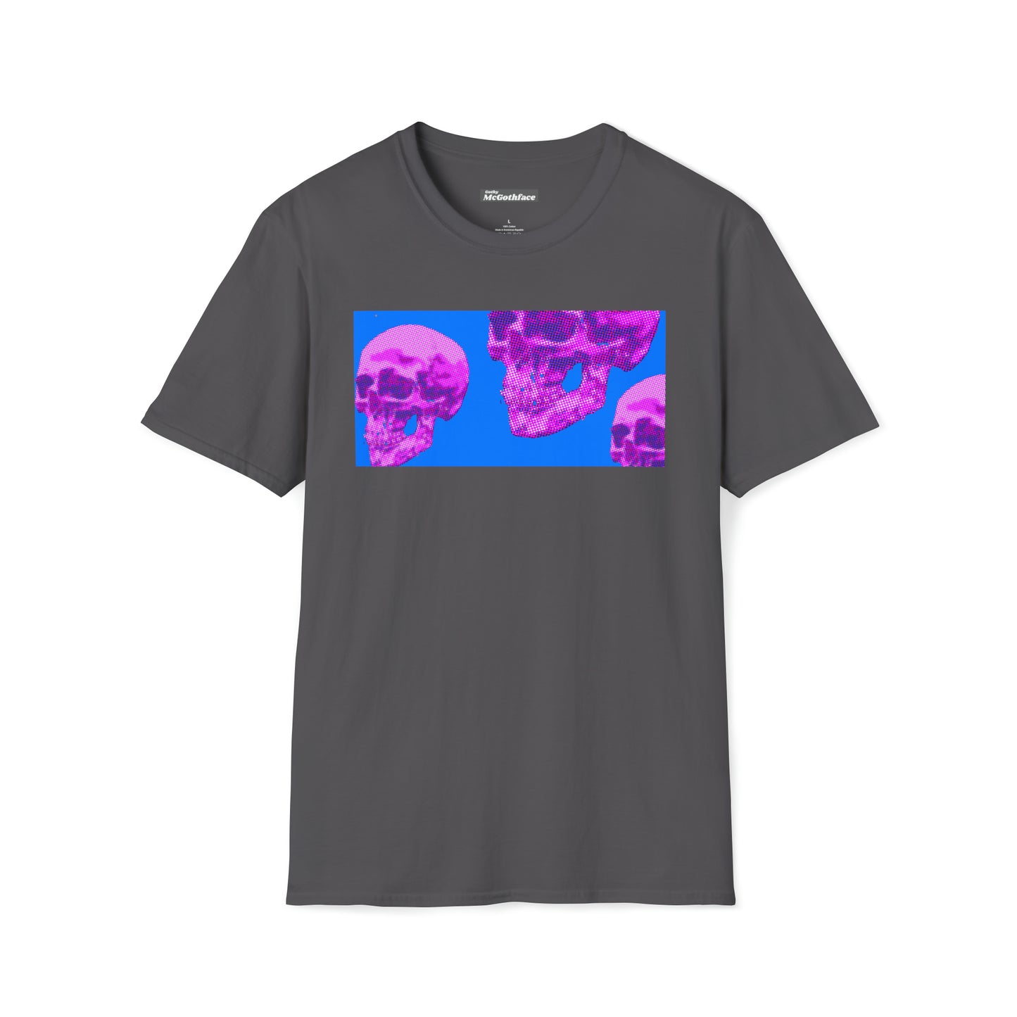 Cinematic Halftone Skull Soft Style T-shirt