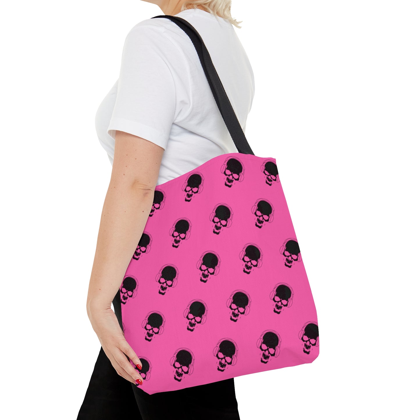 Pink and Black Skull Tote Bag
