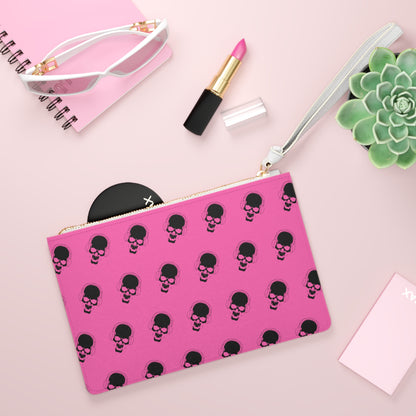 Pink skull clutch bag